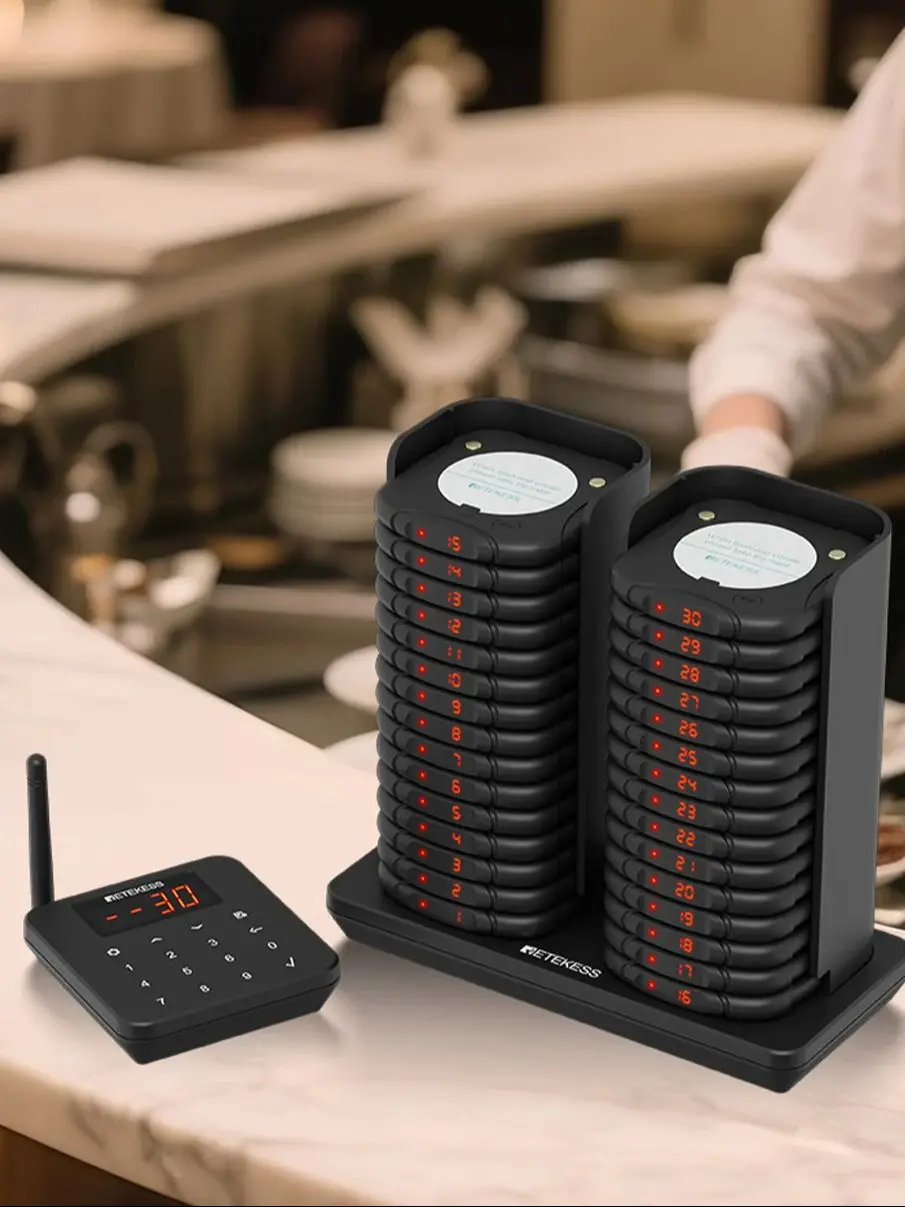 RETEKESS TD186 Stapelbaar Anti-Tip Restaurant Pager Draadloos Oproepsysteem Vibrators Zoemer Zoemerbel voor Koffie Food Truck - afbeelding 2
