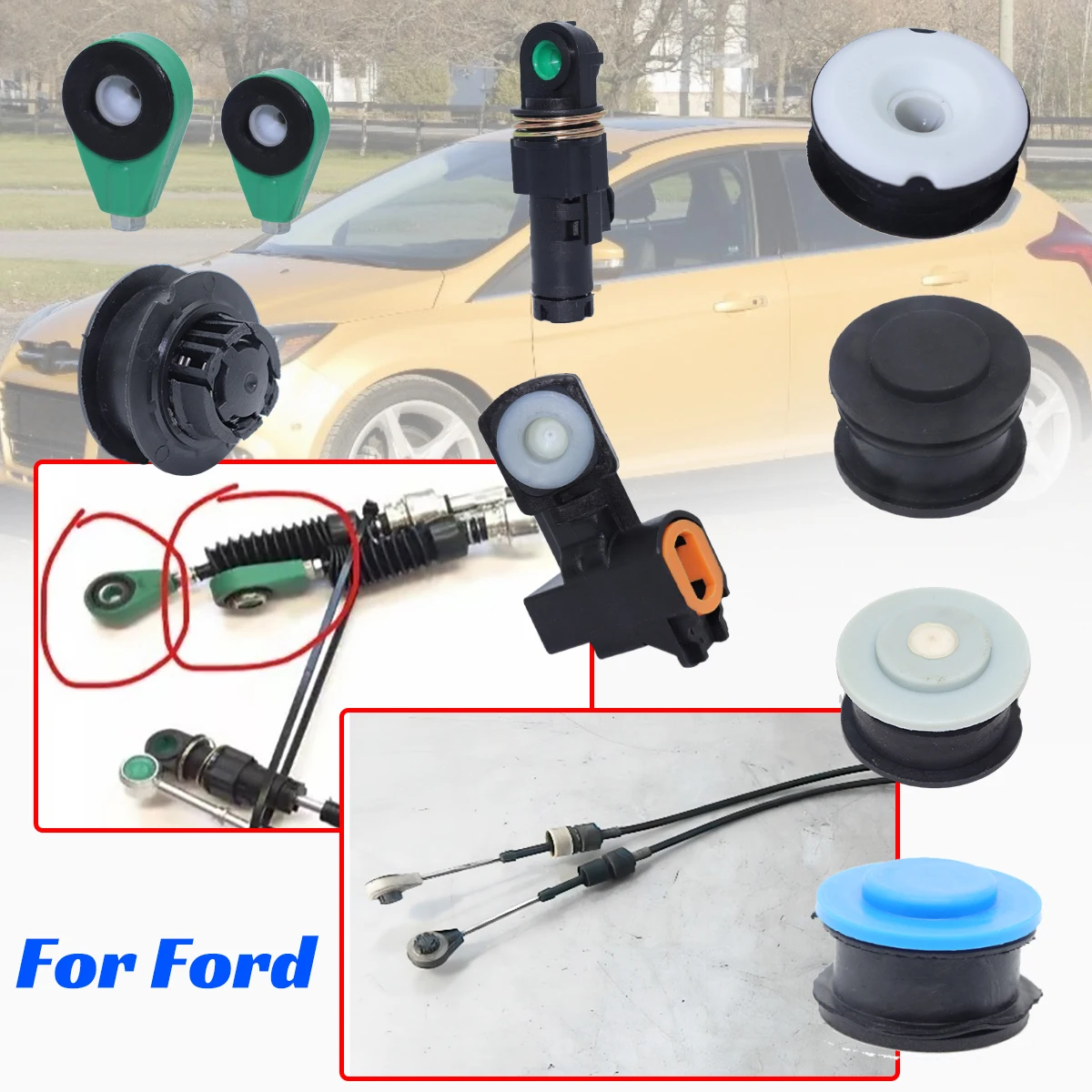 Gear Linkage Repair Kit for Ford Focus Fiesta MK2 MK3 C-Max Transit Mondeo MK4 Gearbox Bushing Cable End Rod Manual Transmission