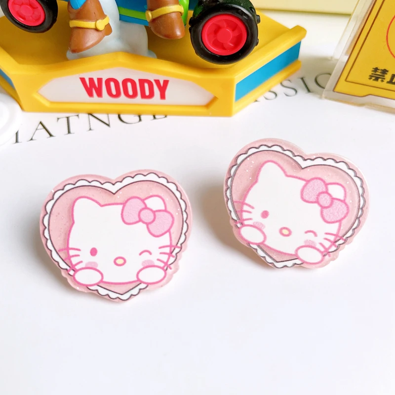 10 Pcs New Kawaii Cartoon Animal Kitten Peach Heart Series Acrylic Scrapbook Diy Jewelry Children Gift Hairpin Accessories A102