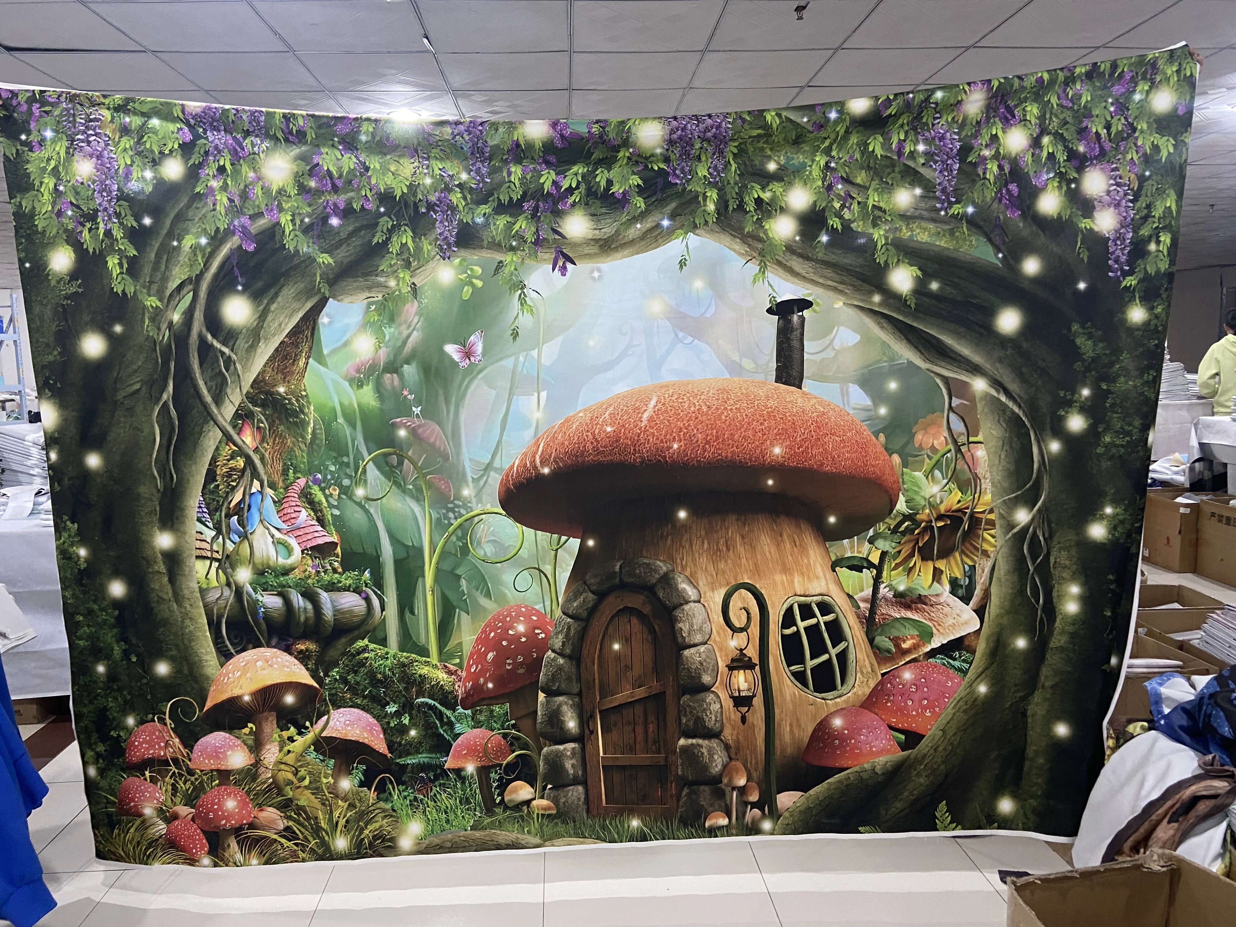 Fairy Tale Forest Backdrop Wonderland Dreamy Mushroom Flower Castle Baby Birthday Photography Background Decor Photo Studio Prop