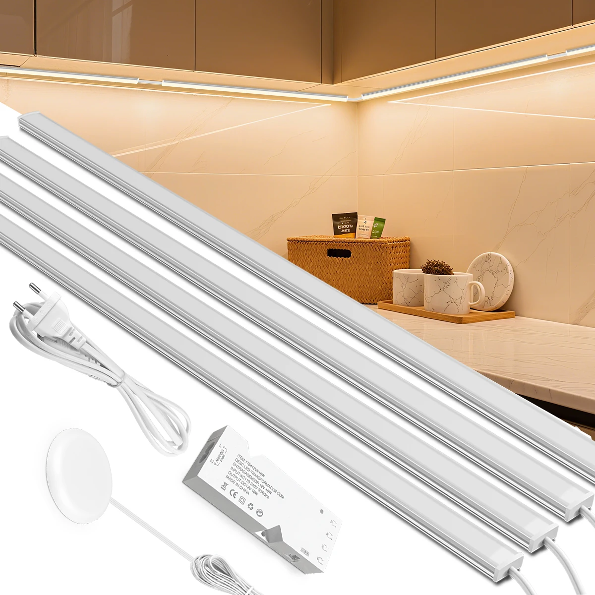 1-6PCS 30CM 40CM 50CM LED Strip Lights Bar Smart Sensor Switch LED Aluminium Wall Lamp Bar for Table Kitchen Cabinet Lighting