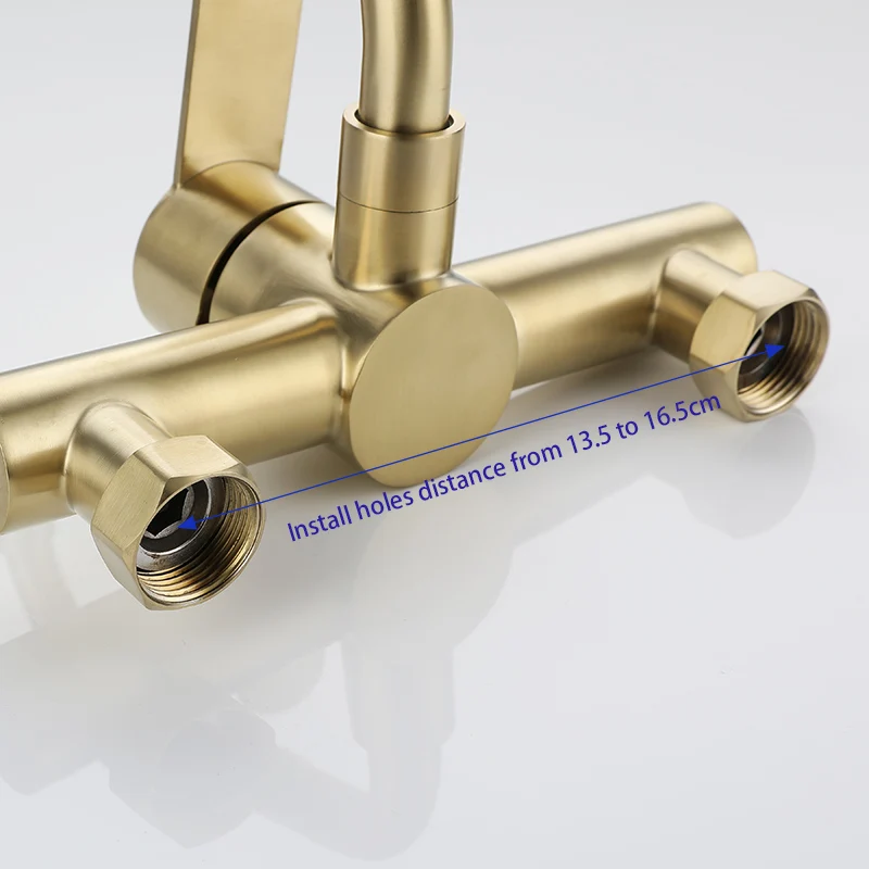 Wall Mounted Kitchen Faucet Rotation Sink Water Mixer Brushed Gold Laundry Faucet