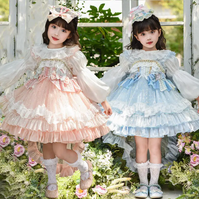 

Original Lolita Dress Set Doll Feeling Girl Women's Sweet Jsk Suspender Dress Princess Fairy Lace Bow Sling Cake Dresses