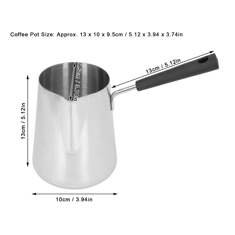Classics Turkish 1000ml Capacity Butter Warmer With Spout Long Handle Melting Pot Stainless Steel Coffee Warmer Coffee Making view 6