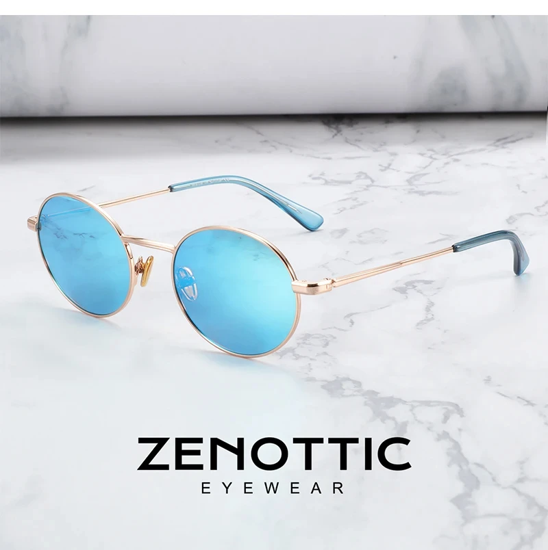 ZENOTTIC Runde polarisierte Sonnenbrille für Herren, Metallrahmen, UV400, Herren-Sonnenbrille, urbaner Stil, Allwetterschutz – Detail 1
