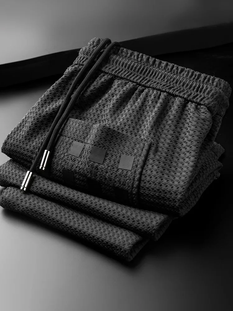 

Мужские летние брюки из ледяного шелка, облегающие, прямого кроя, спортивные, повседневные, дышащие, быстросохнущие, тонкие, модные, городские, стильные