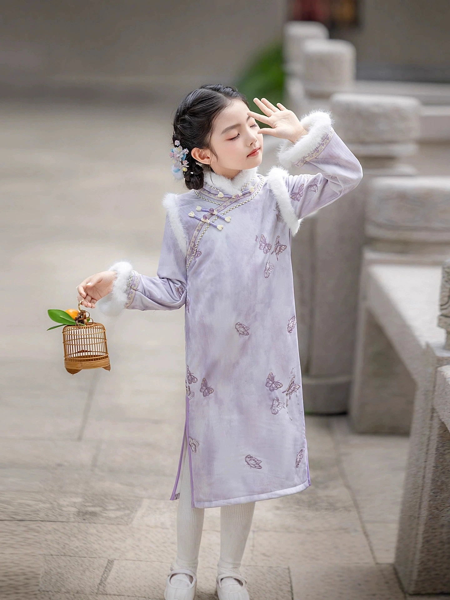 

Ципао для девочек, новое платье в китайском стиле, новинка 2026, зимнее детское платье Ципао с длинными рукавами в китайском стиле для девочек