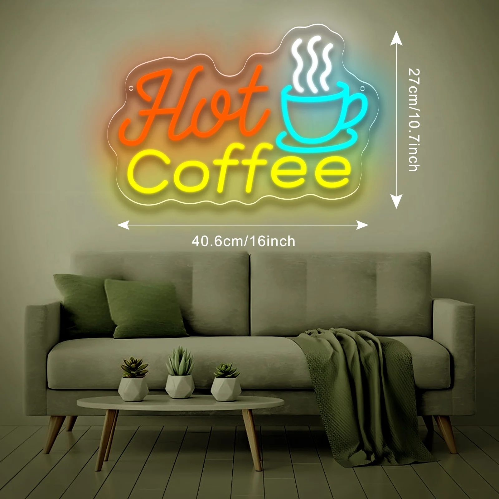  Hot Coffee LED Neon Sign USB Dimmable Neon Light Sign for Gameroom Bedroom Bar Livingroom Birthday Party Gift Wall Decor