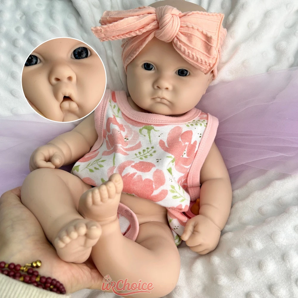 18Inch Open Mouth Chubby Girl Full Flexible Silicone Reborn Baby Realistic Weighted Unpainted Newborn Doll for Artist Collector