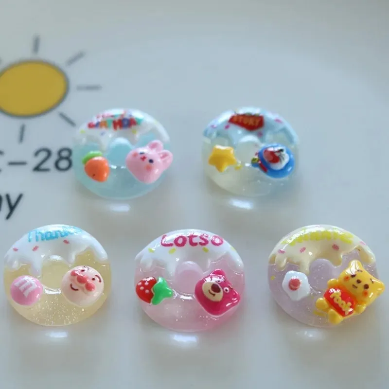 10PCS Translucent Donut Series Homemade Cream Glue DIY Jewelry Accessories Resin Accessories Fridge Magnet