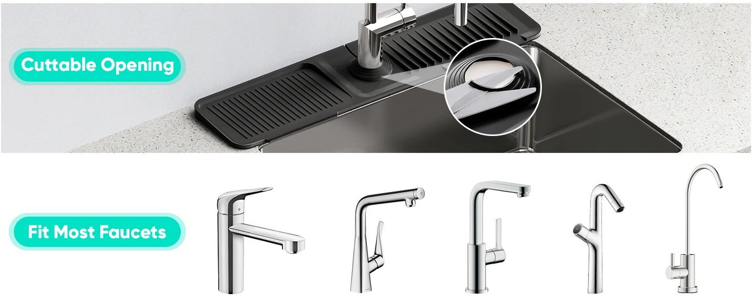 24-Zoll-Wasserhahnmatte für Küchenspüle, Badezimmer, Küchenspüle, Spritzschutz, Silikon-Waschbecken-Wasserhahn-Matte, Spritzschutz – Detail 6