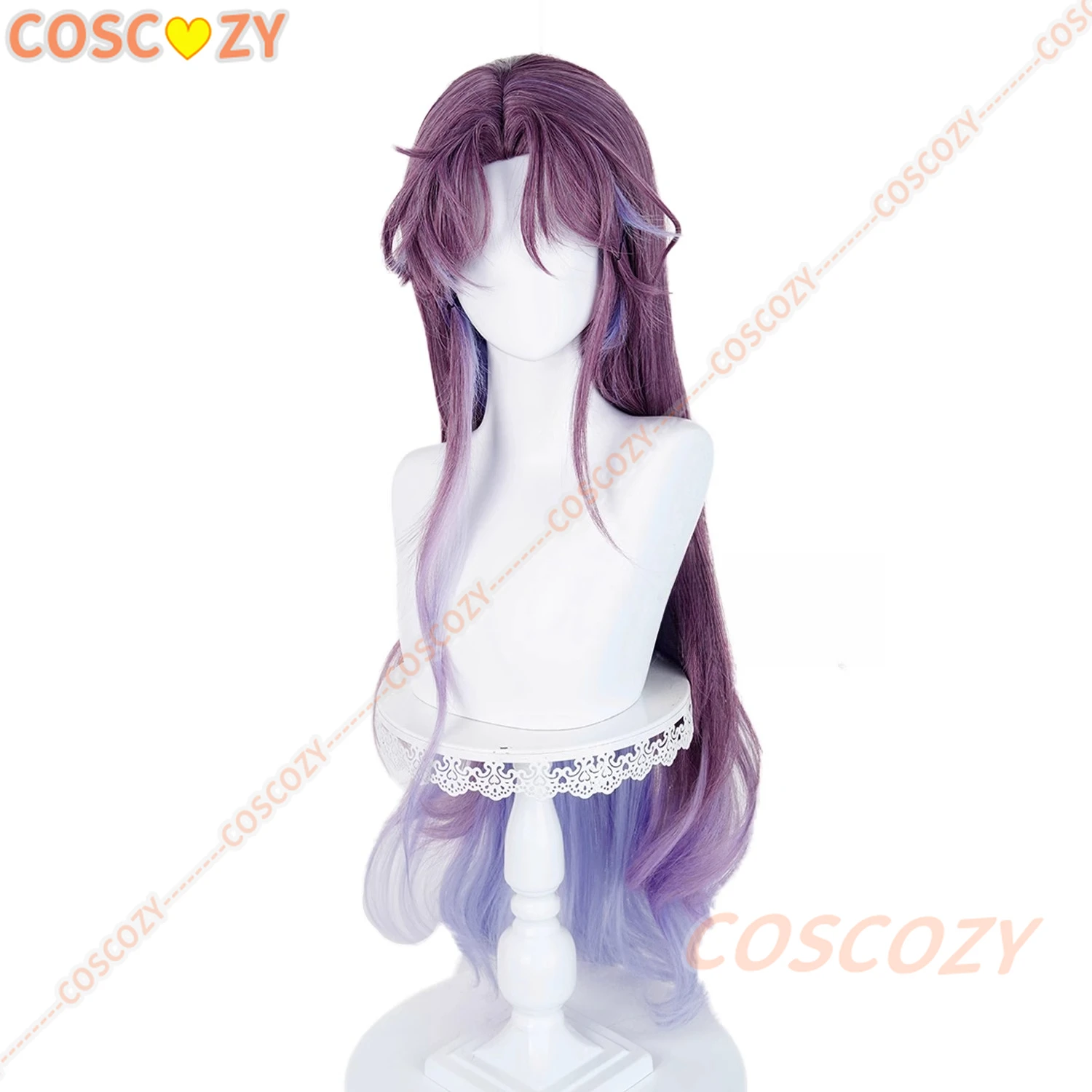 Amor e espaço profundo rafayel peruca cosplay roxo azul gradiente longo cabelo ondulado resistente ao calor perucas das mulheres dos homens submerso elipse festa