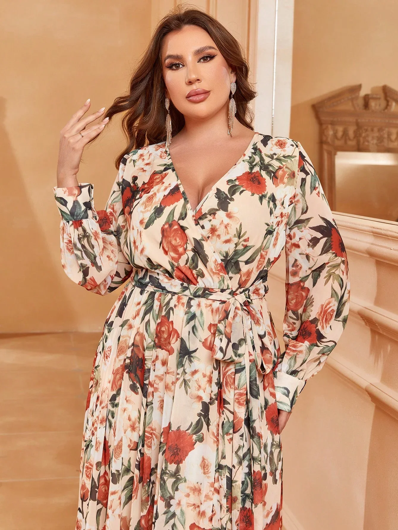 Robe de soirée décontractée, grande taille, imprimée, tenue de Rh