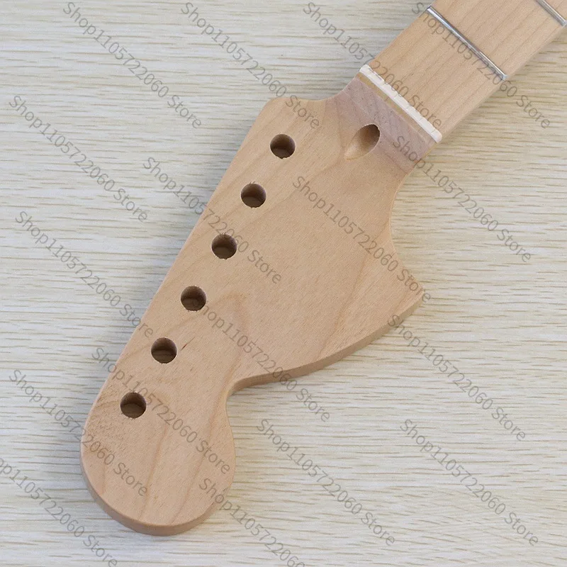 Left Hand ST Style Guitar Neck, Matte Natural Wood 22 Frets 6 String Large Headstock, Reverse Guitar Replacement Part