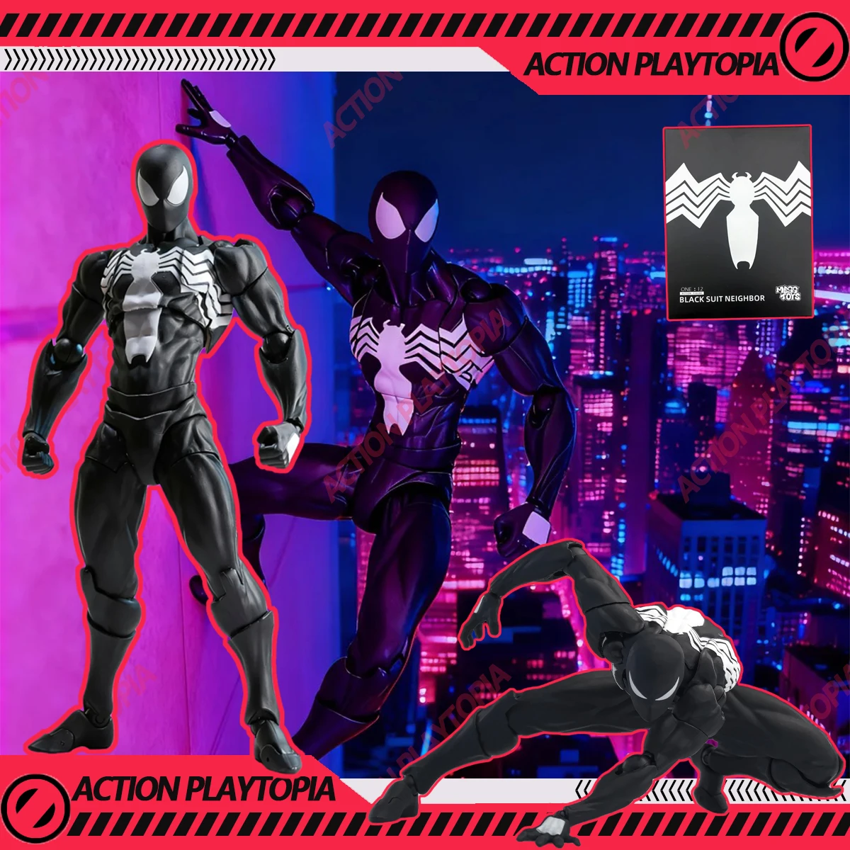 

In Stock MessToys Spiderman Black Suit Neighbor Action Figure Model Toy Mess Toys Spider Man Anime Super Hero Figure Hobby Gifts