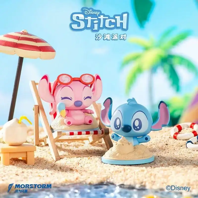 Echte Morstorm Disney Lilo & Stitch originele doos klassieke anime karakters Angel Beach Party figuur speelgoedmodel kindercadeau