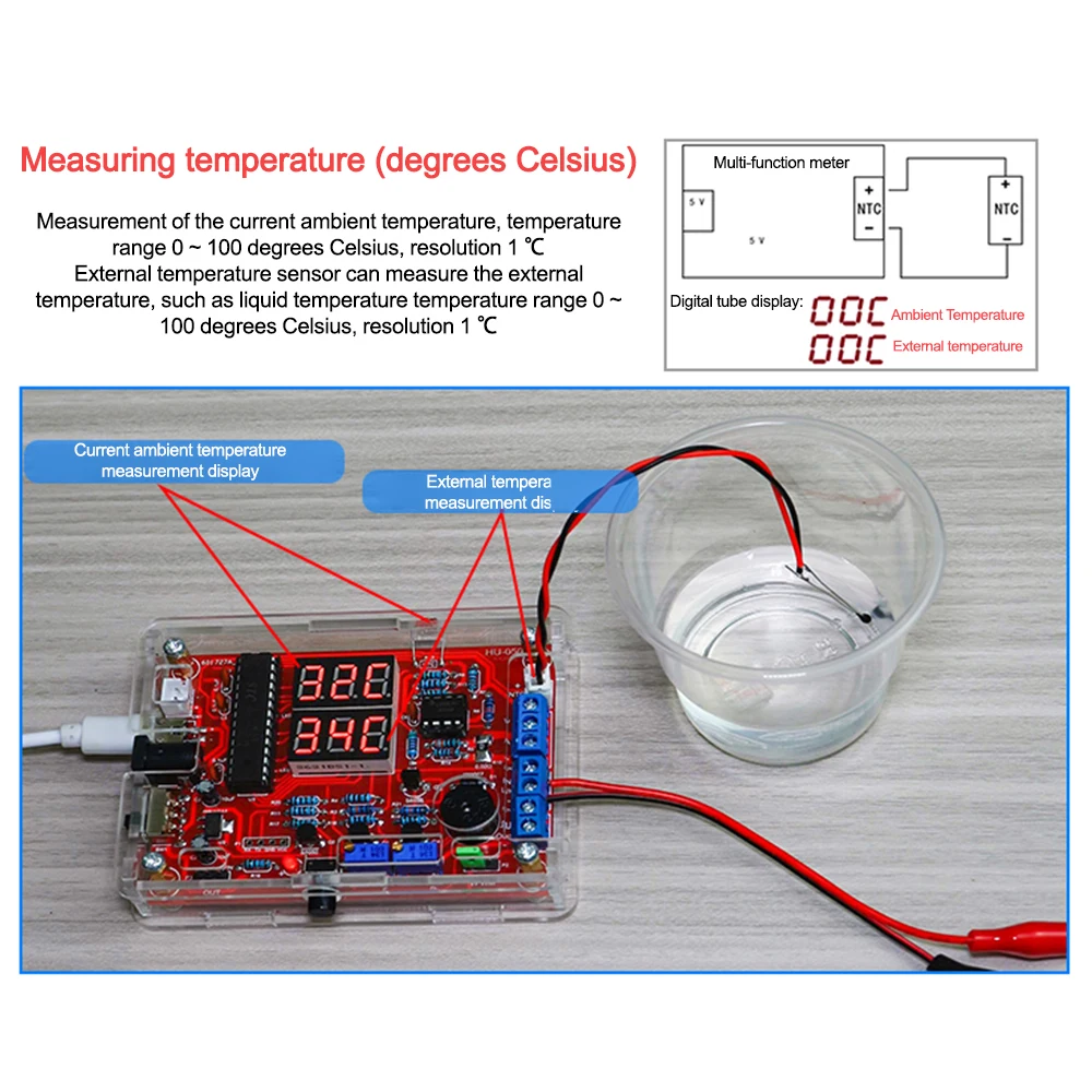 LED Digital Multimeter DIY Kits Multi-function Voltage Current Tester Detector Soldering Practice Kit Signal Generator Module