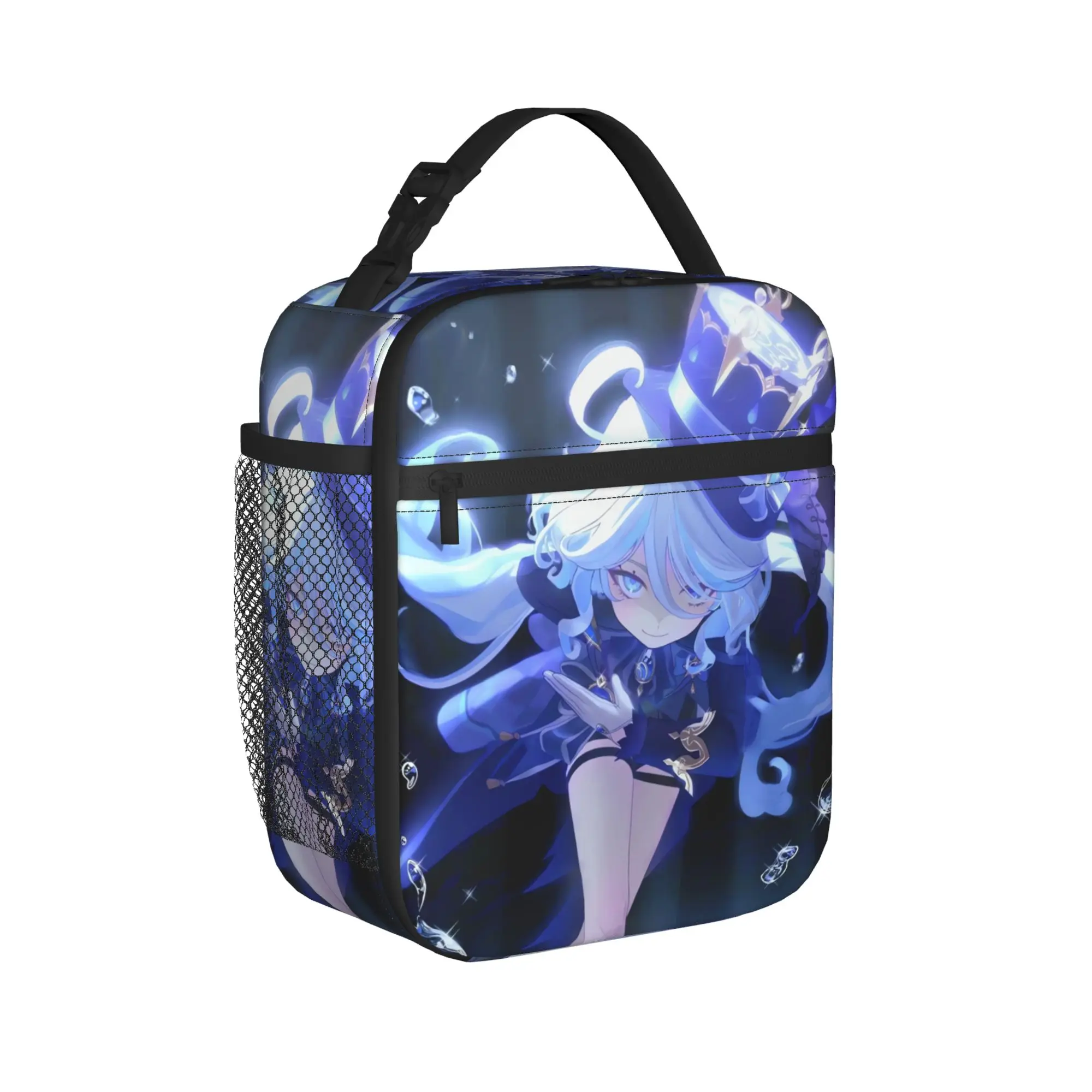 Genshin Impact Lunch Bag  School Lunch Box For Men Aesthetic Print Tote Food Bags Oxford Portable Cooler Bag