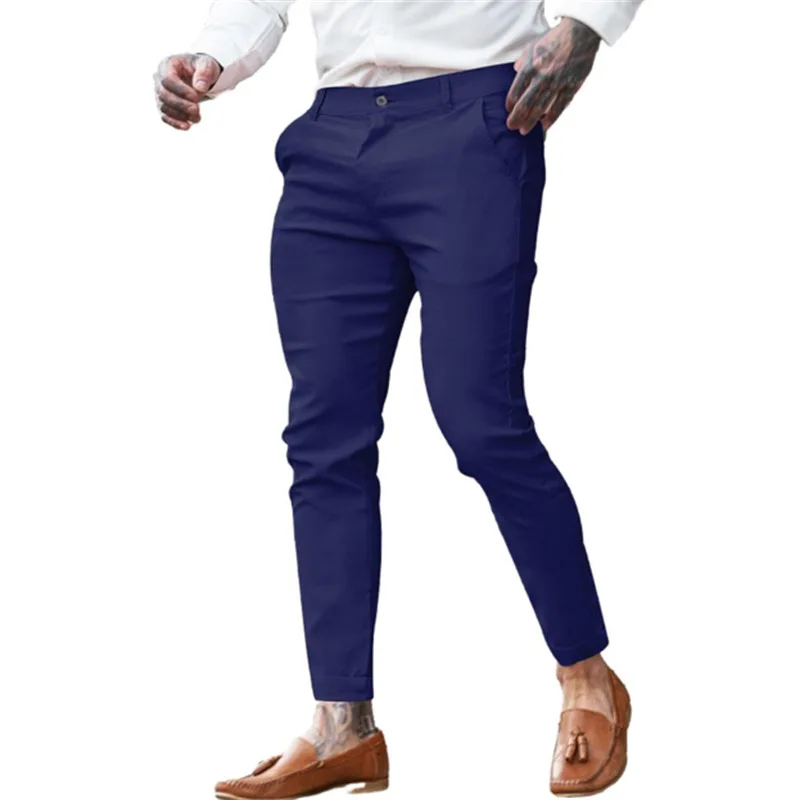 Pantaloni skinny a matita slim da strada per giovani alla moda elasticizzati in cotone twill da uomo