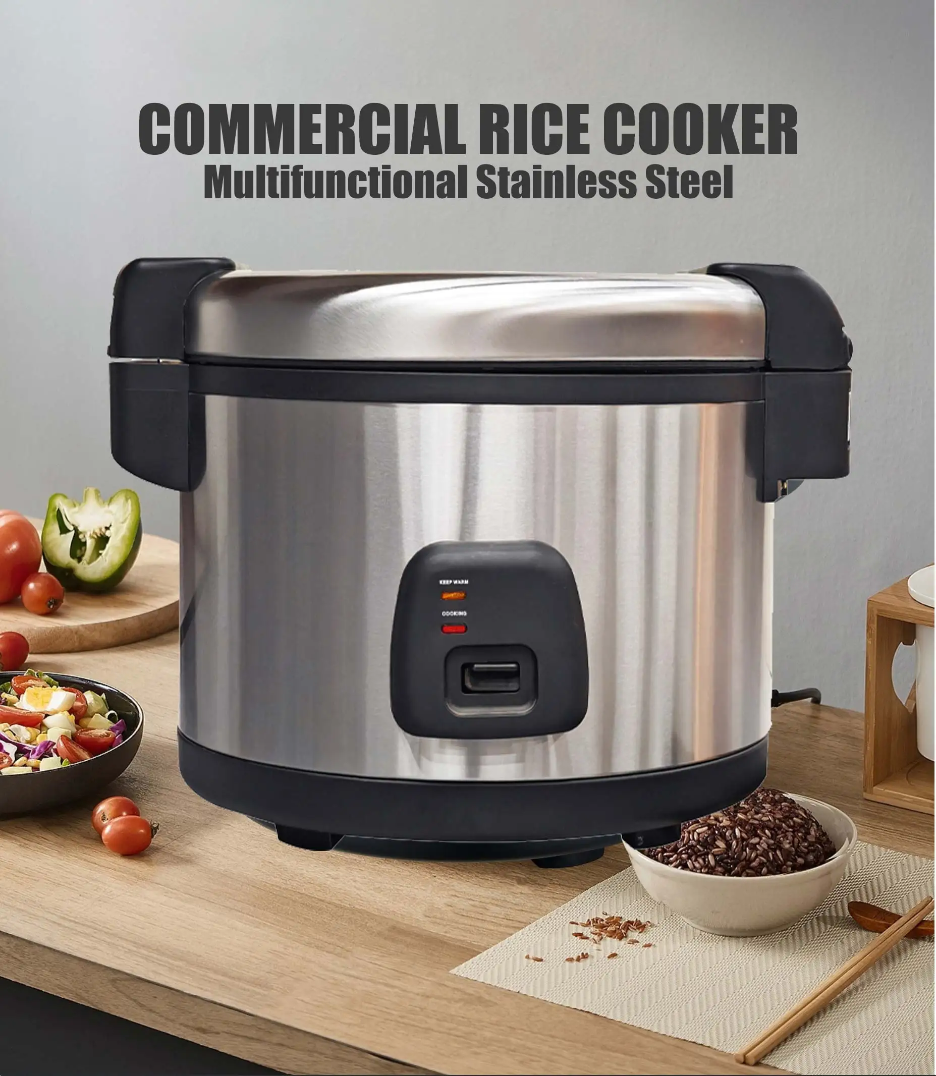Professional Kitchen Cooking Intelligent Stainless Steel 12 Liter 13 Liter Commercial Electric Large Rice Cooker Price