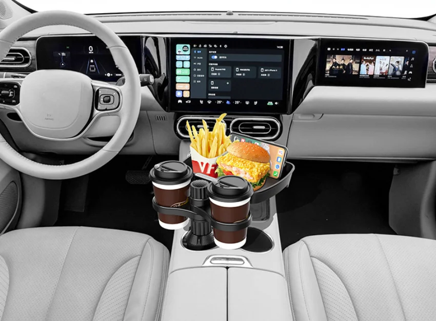 Advanced Car Cup Holder Trendy Product Vehicle Meal Plate Tray 360-Degree Rotation Premium Automobile Accessory