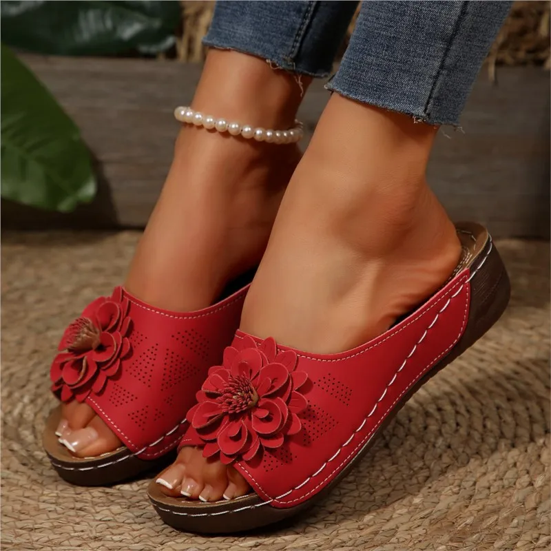 Shoes Women Sandals Summer Elegant Shoes Woman Slides Sandals Ladies Wedge Sandals For Women Casual Footwear Slipper Female image 4