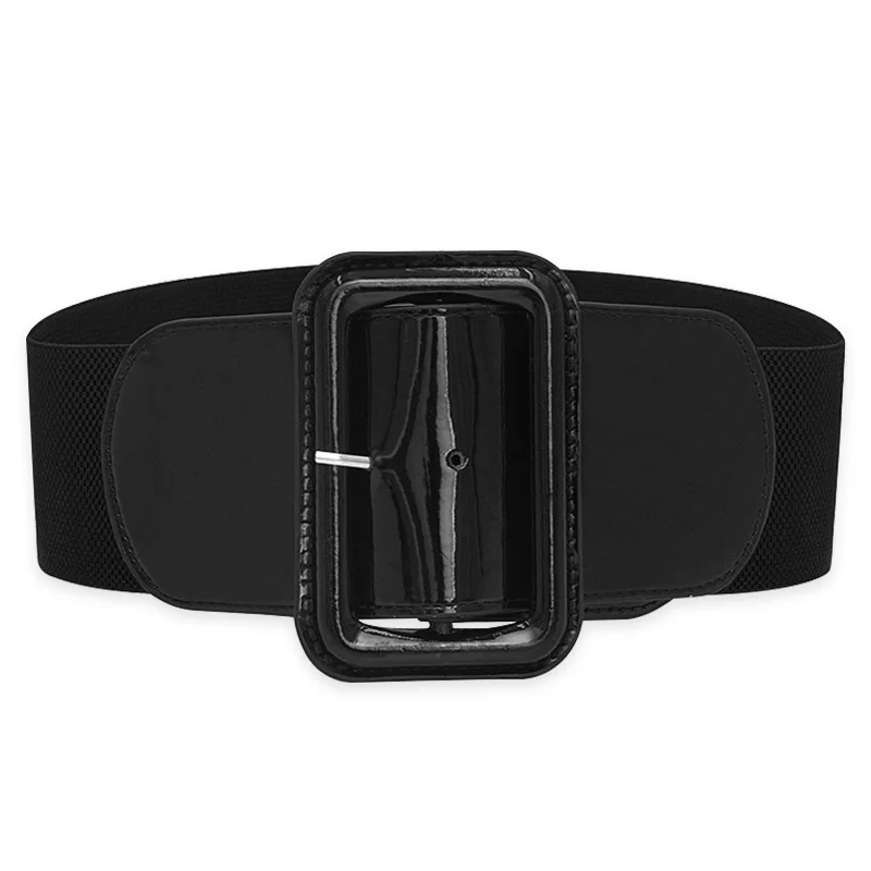 Plus Size Elastic Lacquer Black Corset Belt Female Big Wide Stretch Cummerbunds Designer Belts For Women Gothic Y2K Waistband
