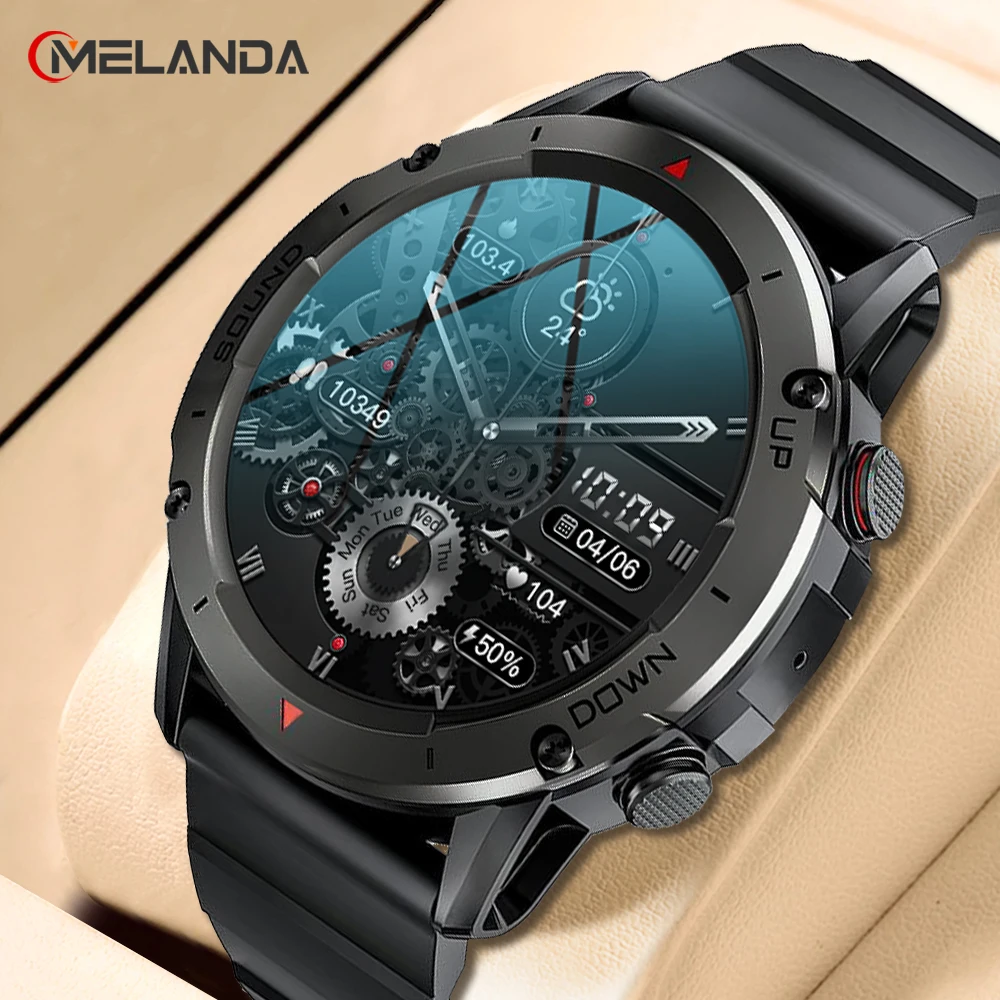 MELANDA-Smartwatch de Esportes Impermeável para Homens, Chamada Bluetooth, Rastreador De Fitness, IOS, Android NX9, IP68, 1.39 "HD