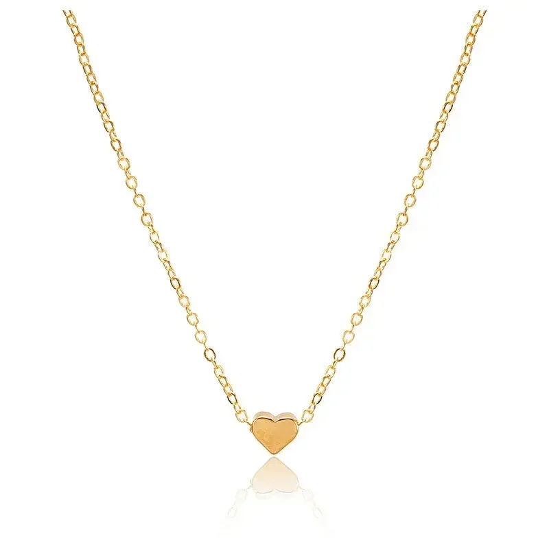 1pcs Gold-color Plus Silver-plated Necklace Ms Simple Style Love Alloy Peach Heart Pendant Hundred Match Collarbone Jewelry Gift