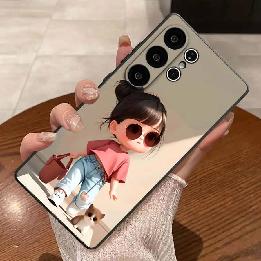 Funda Phone Cover Case for Samsung Galaxy S26 S23 S25 Ultra Note 20 Ultra 8 9 10 S21 FE S24 Plus S20 S10 S9 Cartoon Girl