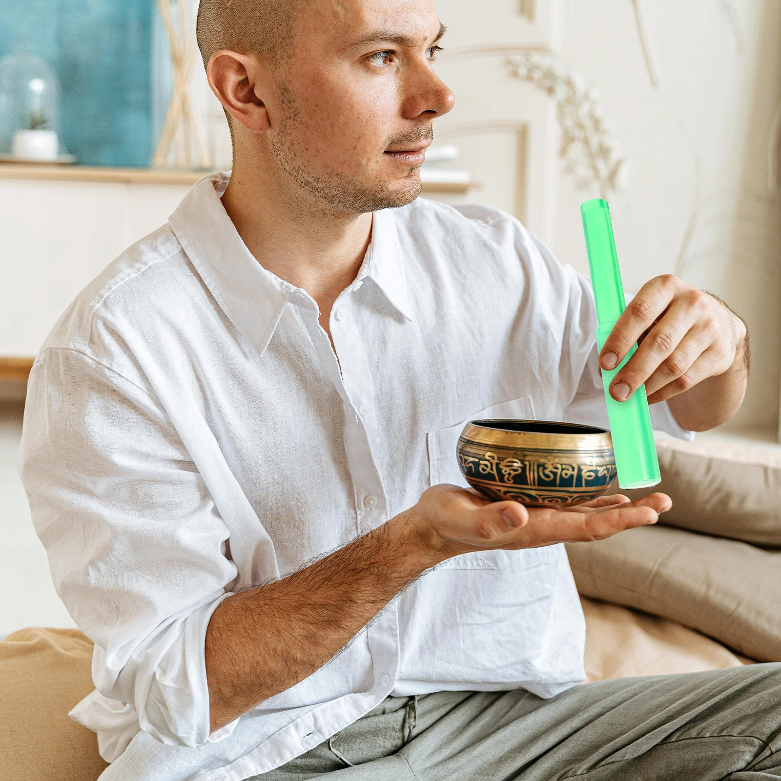 

Crystal Singing Bowl Mallet Sound Bowl Mallet Meditation Accessory Durable Comfortable Handle Clear Sound Tool