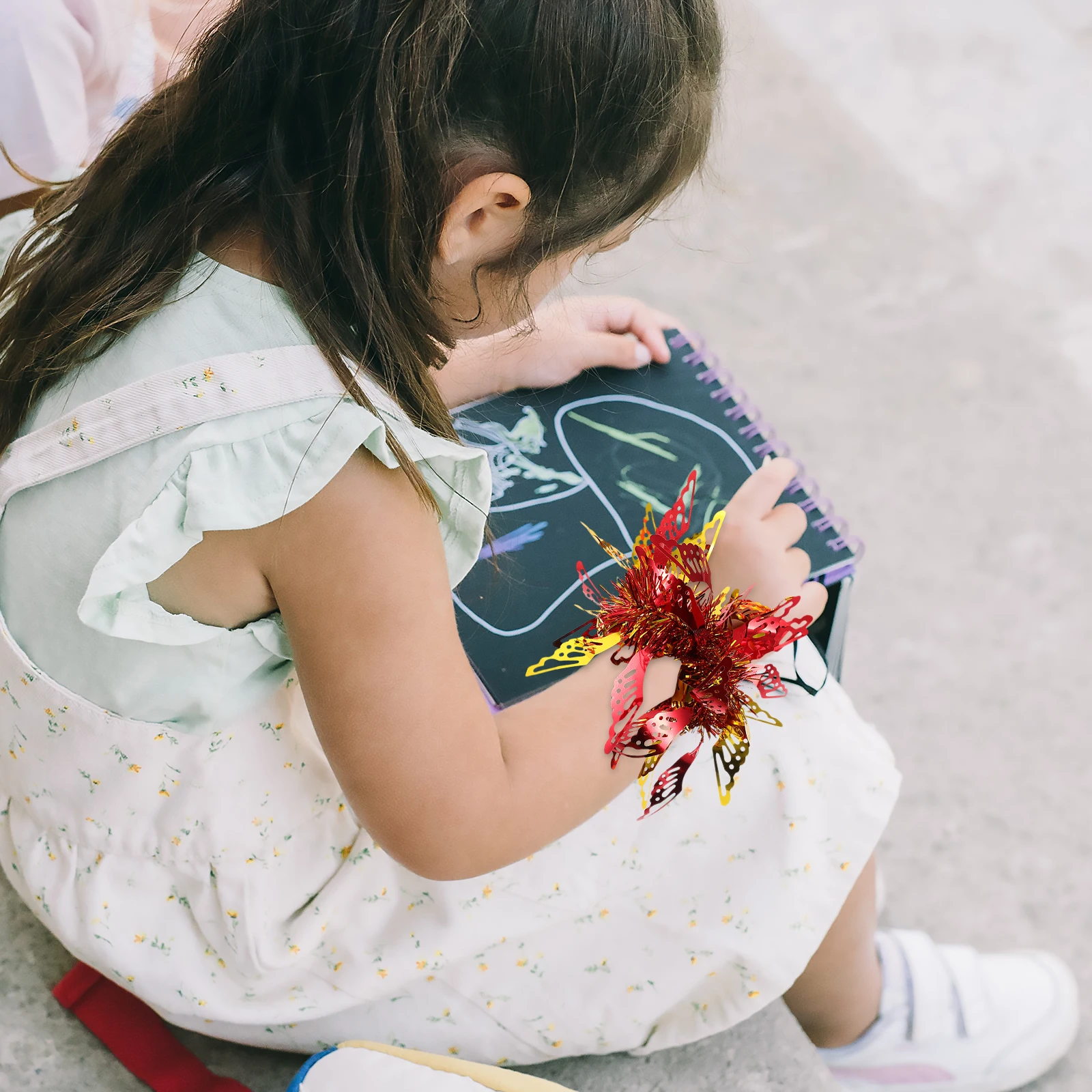 6 Pcs 어린이 댄스 핸드 플라워 치어 리더 손목 포몬 치어 리딩 소품 폼폼 팔찌 레드