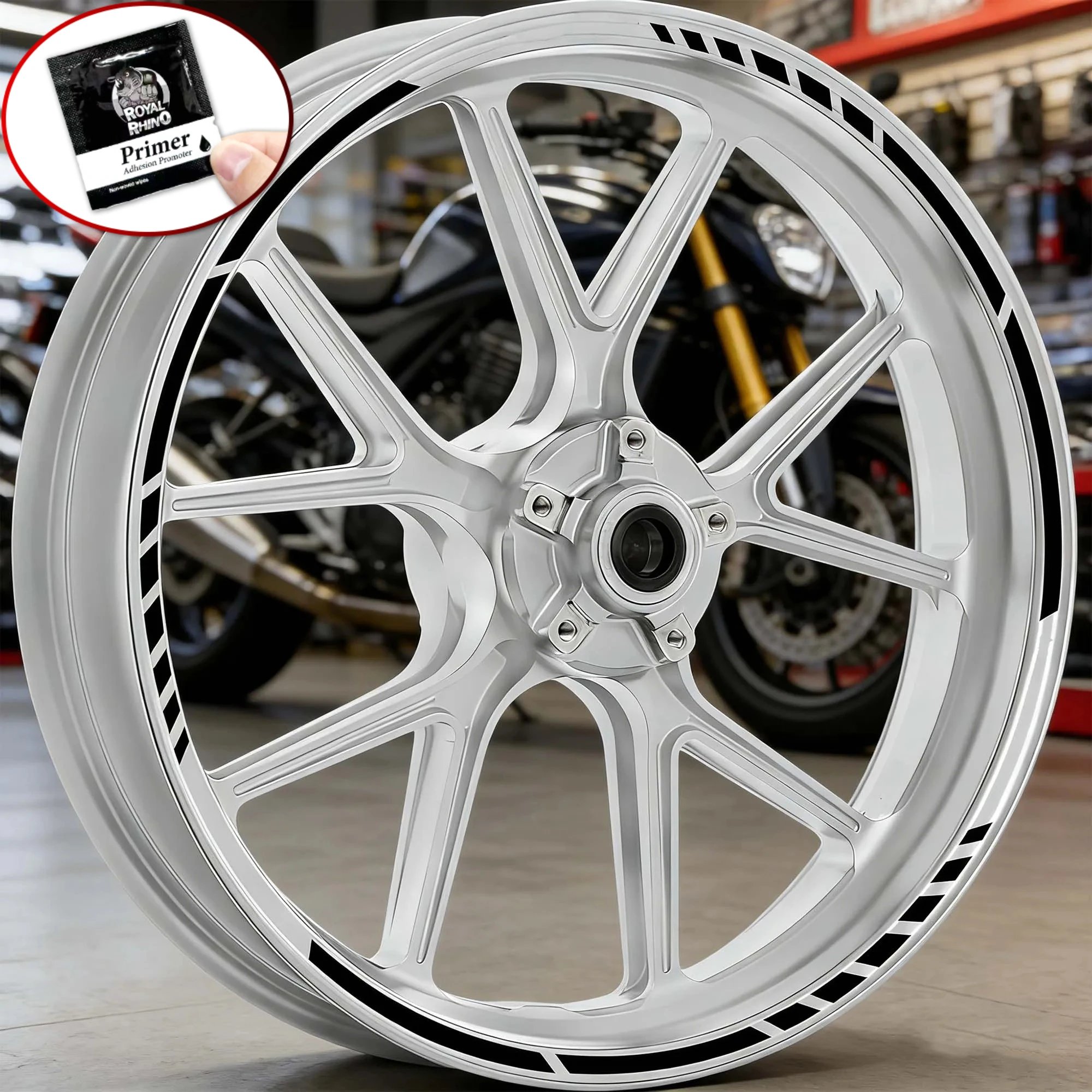 16-teiliges Set Rennstreifen für 17-19 Zoll Felgen Motorrad-Radaufkleber Naben-Vinylaufkleber Wasserdichte DIY-Modifikations-Scooter-Dekorationen
