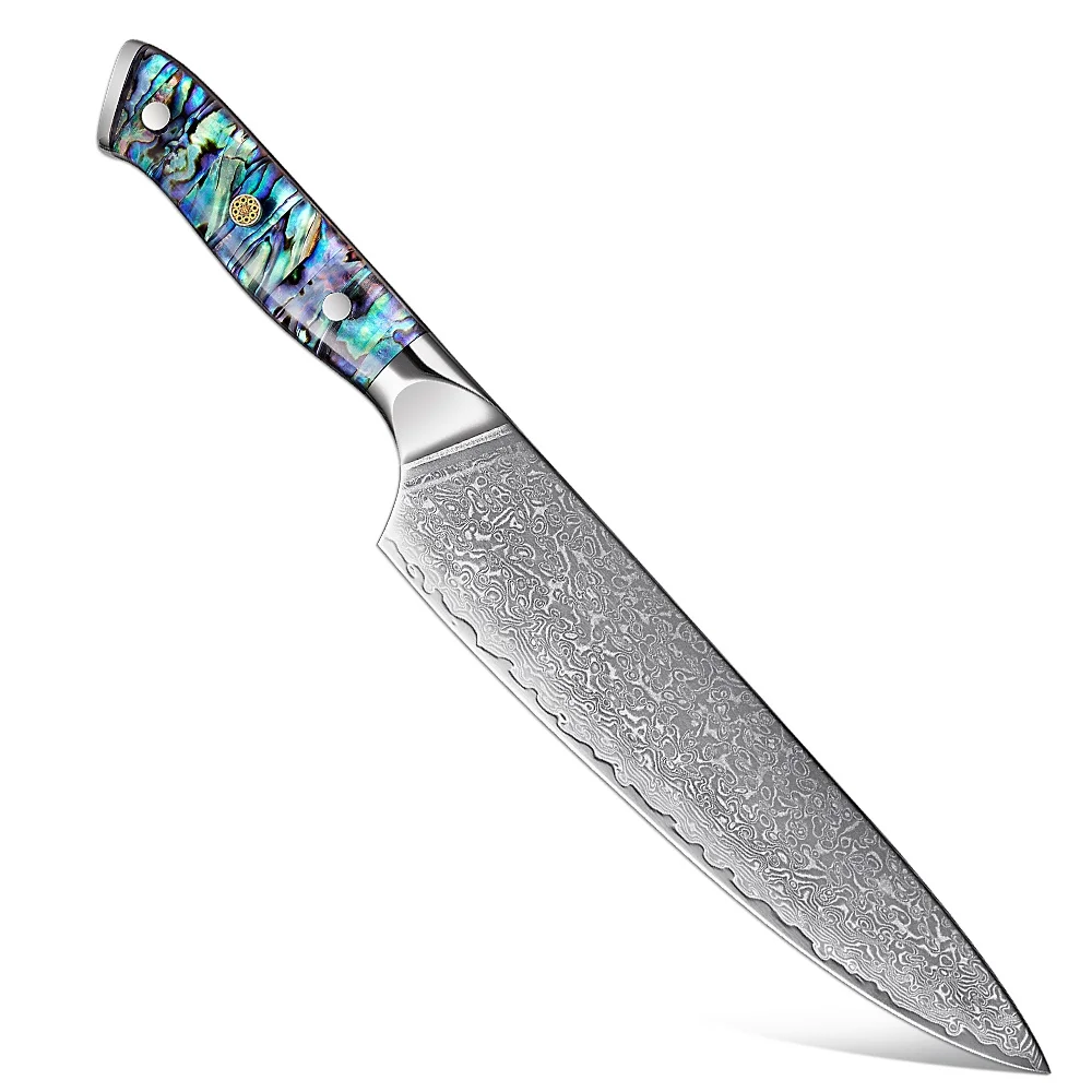 

Профессиональный 8-дюймовый японский нож шеф-повара, 67-слойный дамасский VG-10 с суперстальным сердечником, ультра острый нож шеф-повара с ручкой из ракушки морского ушка