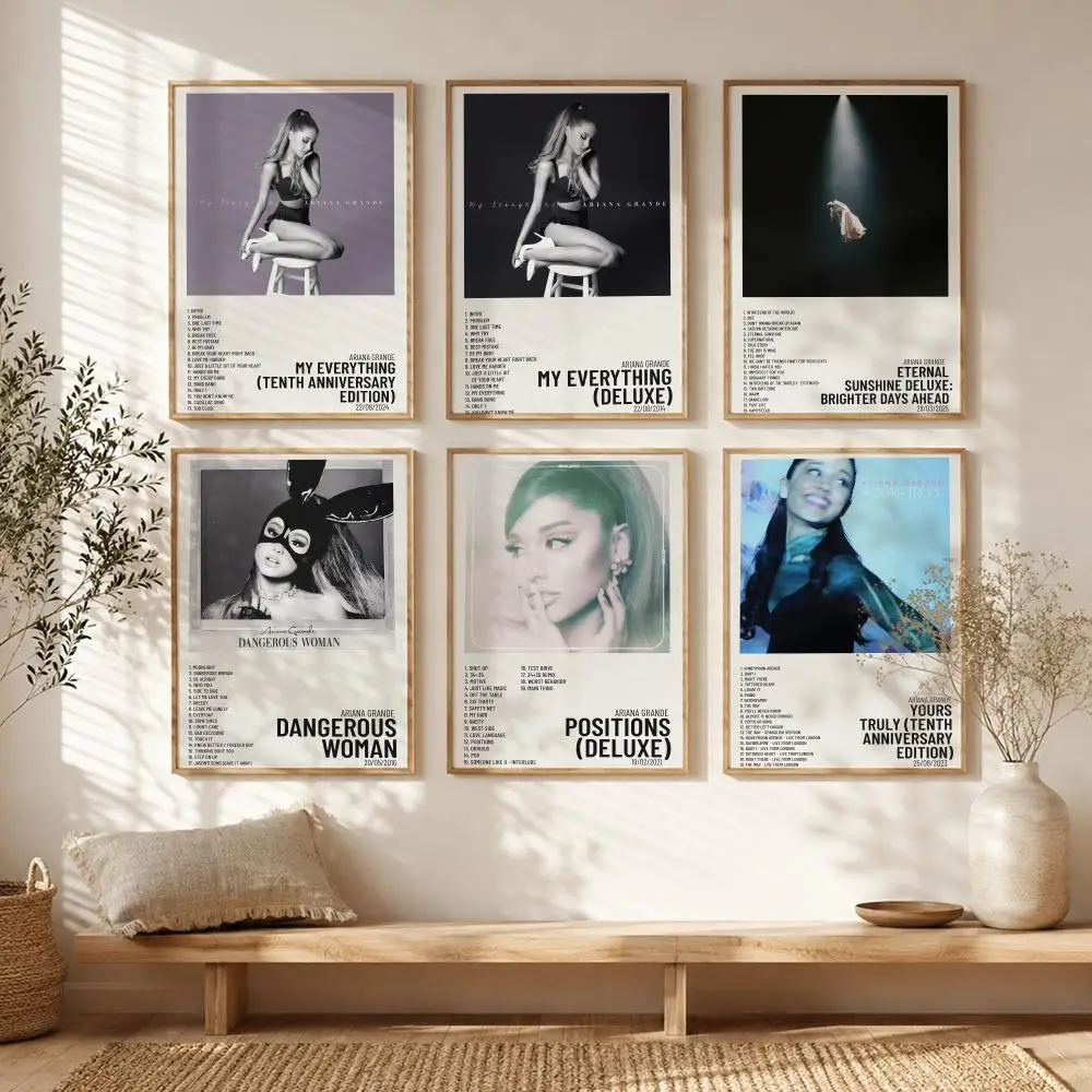 Global Pop Singer A-Ariana Grande Poster All-match HD Waterproof Self-Adhesive Wall Art Sticker For Home Bedroom