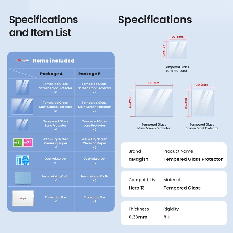 Protector de pantalla de vidrio templado para cámara GoPro Hero 13, película protectora dura antiarañazos, resistente al agua, HD