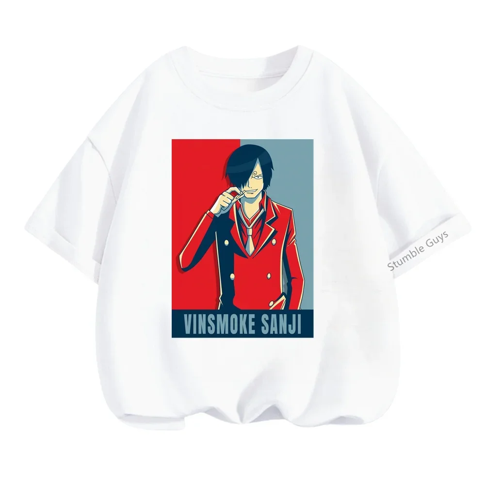 Anime Zoro T-shirt Children Summer Summer One Pieces Short Sleeve Teen Streetwear Cool Boys Clothes Girls 3-14 Years Kids Tops