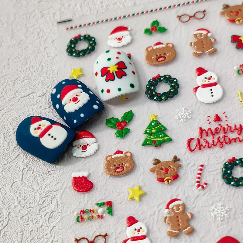 

Self Adhesive Thin Tough Frosted Sheer Nail Decals Cartoon Christmas Night Design Premium for Women Daily Holiday