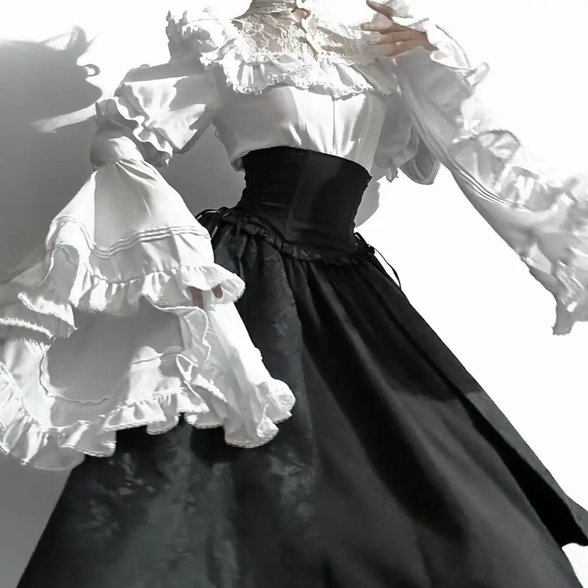 Patchwork Lace Flare Sleeve Shirt Y2k Tops Casual Fashion Japanese Blouse Lolita Style White Blouses Women 2026 Camisas Mujer