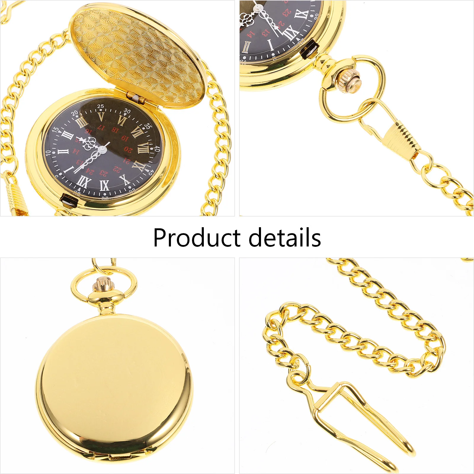 

1Pcs Classic Retro Pocket Watch Alloy Durable Vintage Design Quartz Double-Sided Necklace Gift Decoration Classic Pocket Watch