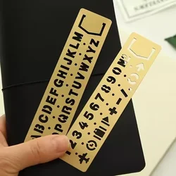 Metal Craft Stencils Hollow Out Straight Ruler Number Letter Pattern Bookmark Cute Stationery Painting Drawing Measuring Tool JL