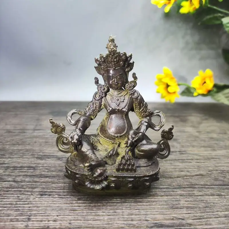 Antique miscellaneous items: Antiqued copperware, gilded four-armed Guanyin, Avalokiteshvara, Tara, Tibetan Buddhist ornaments a