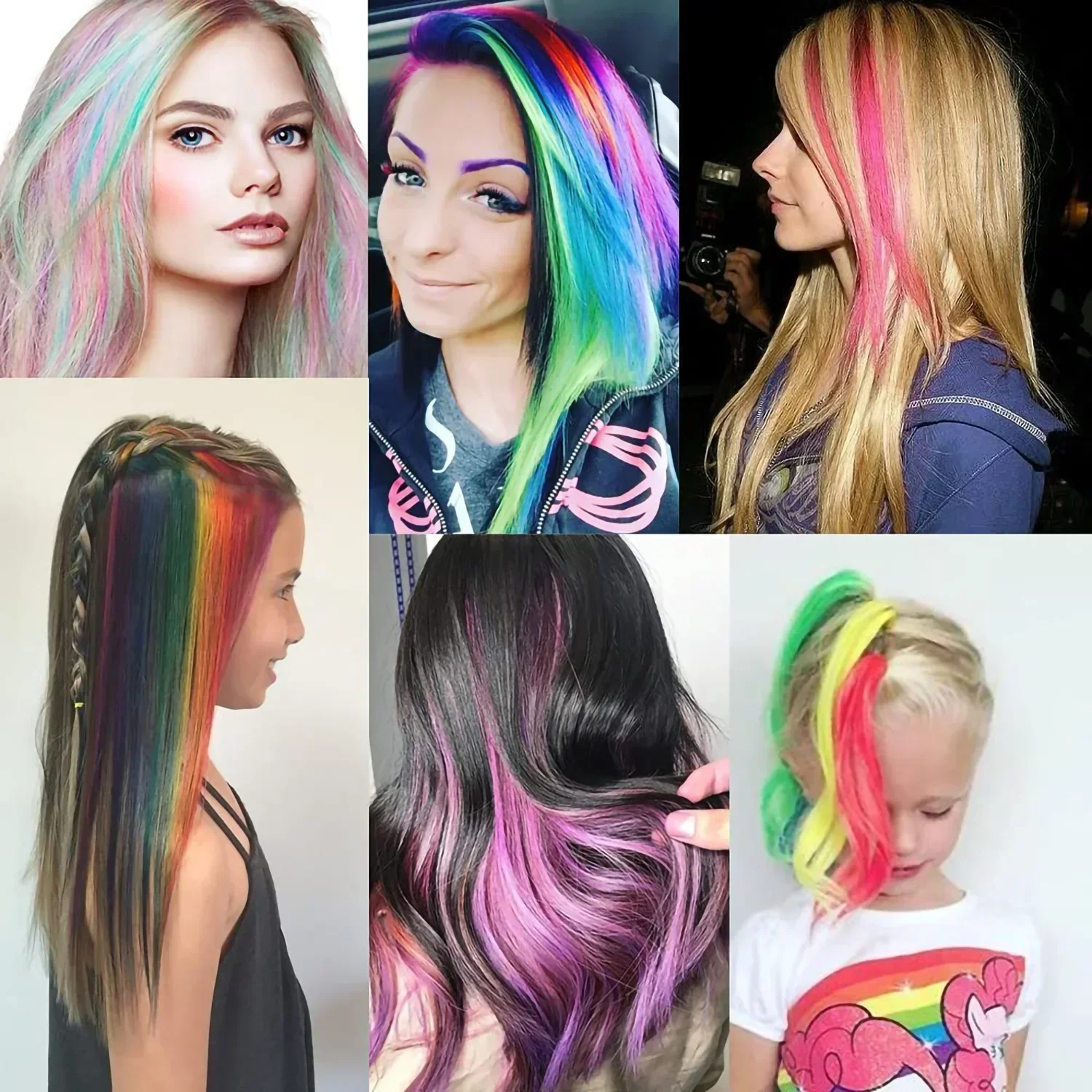 10 pçs brilho no escuro extensões de cabelo clipe em extensões de cabelo 20 polegada colorido clipe sintético na peruca para mulheres crianças meninas