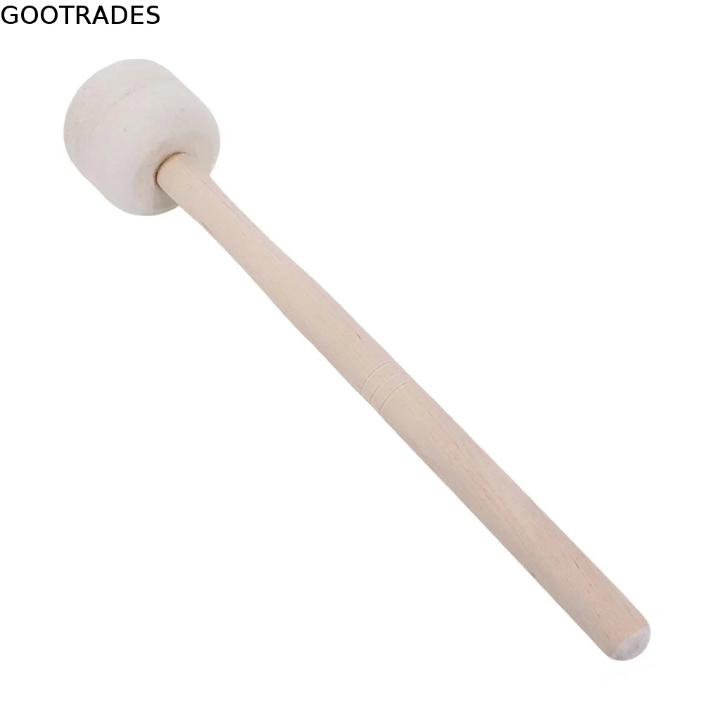 1pc Wool Felt Head Drum Sticks Wood Handle Band Performances Drum Wooden Mallet Marching Drum Long Handle Wooden Drum Hammer