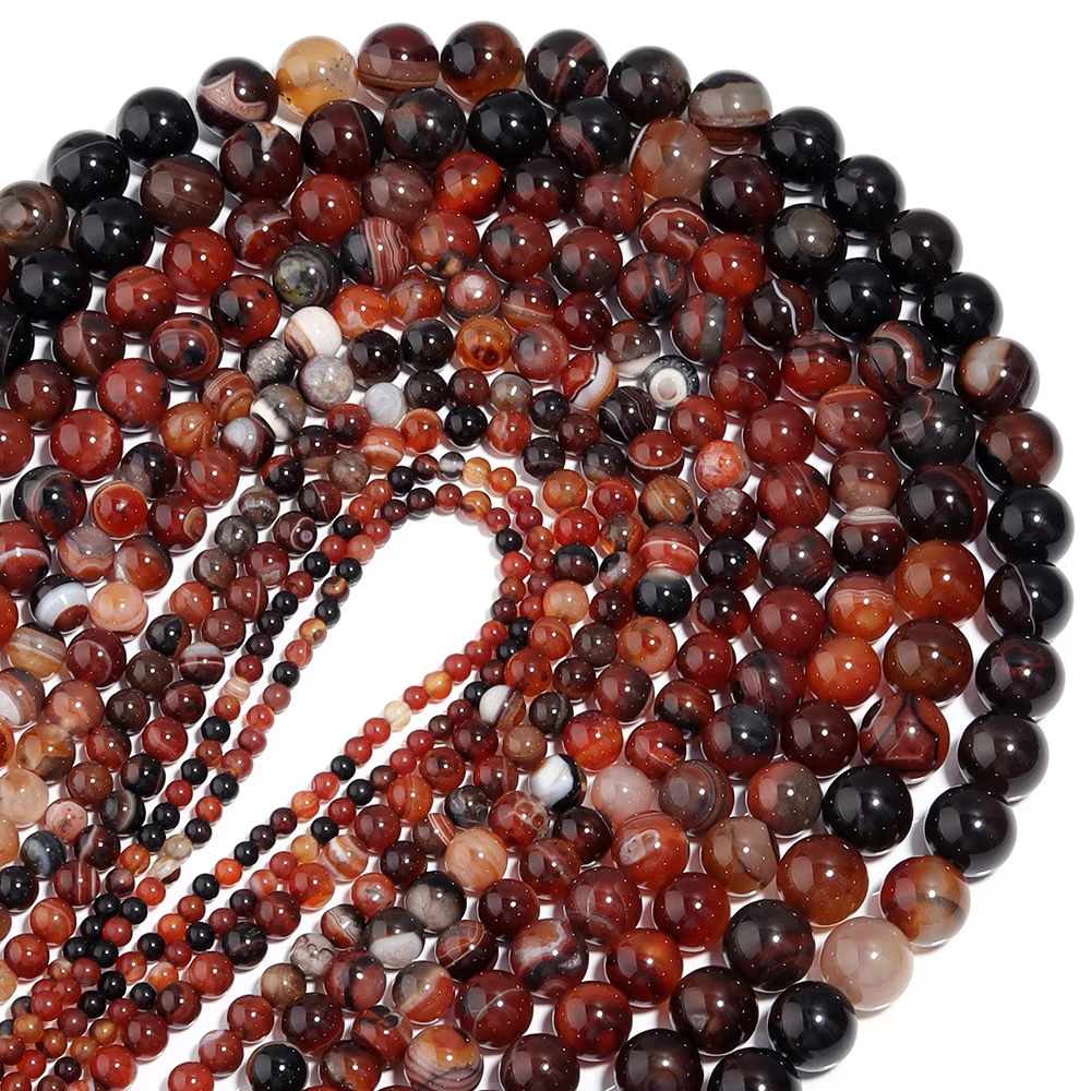 Natural Stone Beads Round Agate Stone Loose Spacer Beads For Jewelry Making Findings DIY Bracelet Needlework 4-12mm Wholesale