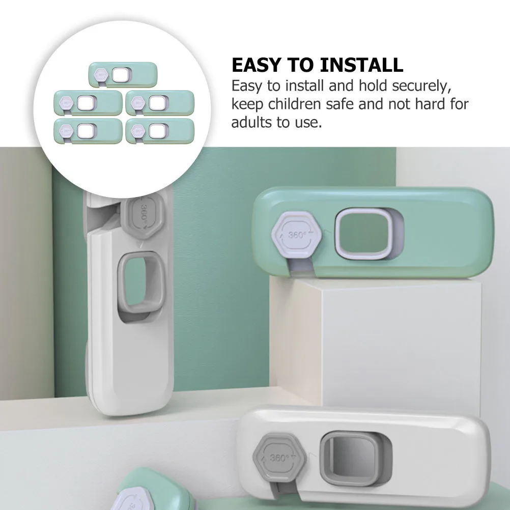 5 قطعة أقفال سلامة الطفل متعددة الأغراض لاصق قوي خزانة درج خزانة أقفال الطفل برهان الأمن الاطفال قفل للدرج #5