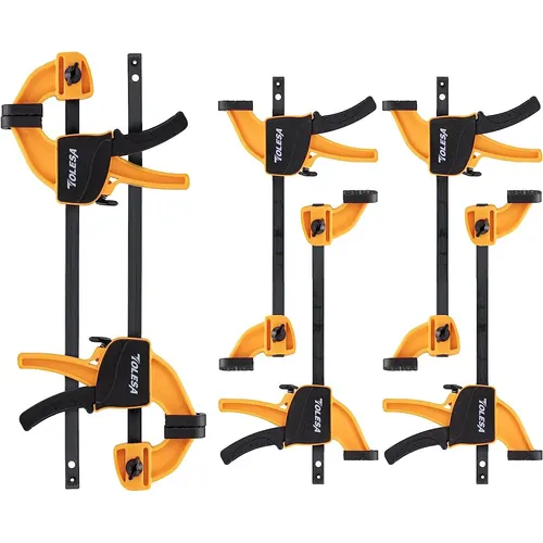 TOLESA Abrazaderas de barra para carpintería, 6 uds., 4 ""(4) y 6"" (2), abrazadera de una mano/pregador, juego de abrazaderas de madera, abrazadera F de cambio rápido y resistente a la luz