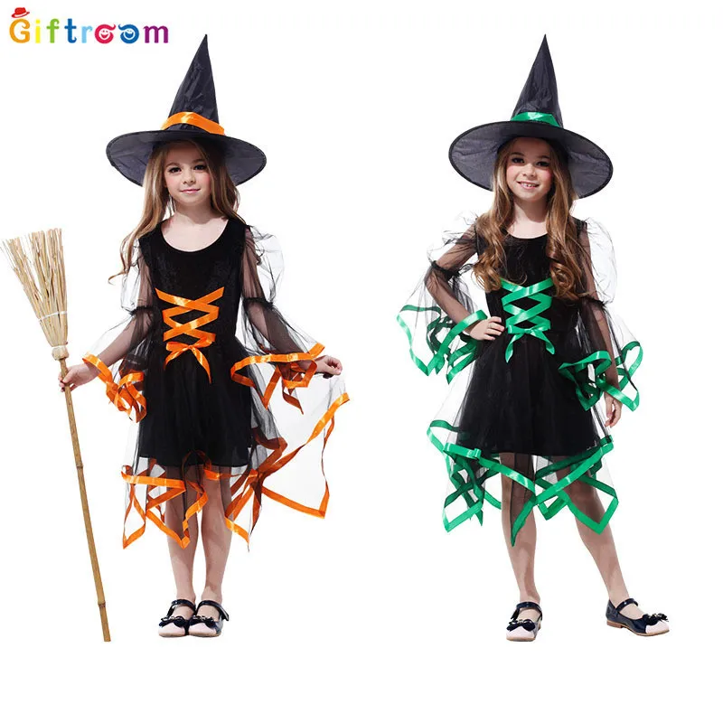 Costume da spettacolo per bambini di Halloween Costume da strega Costume Cosplay Costume di Halloween vestito da strega da donna