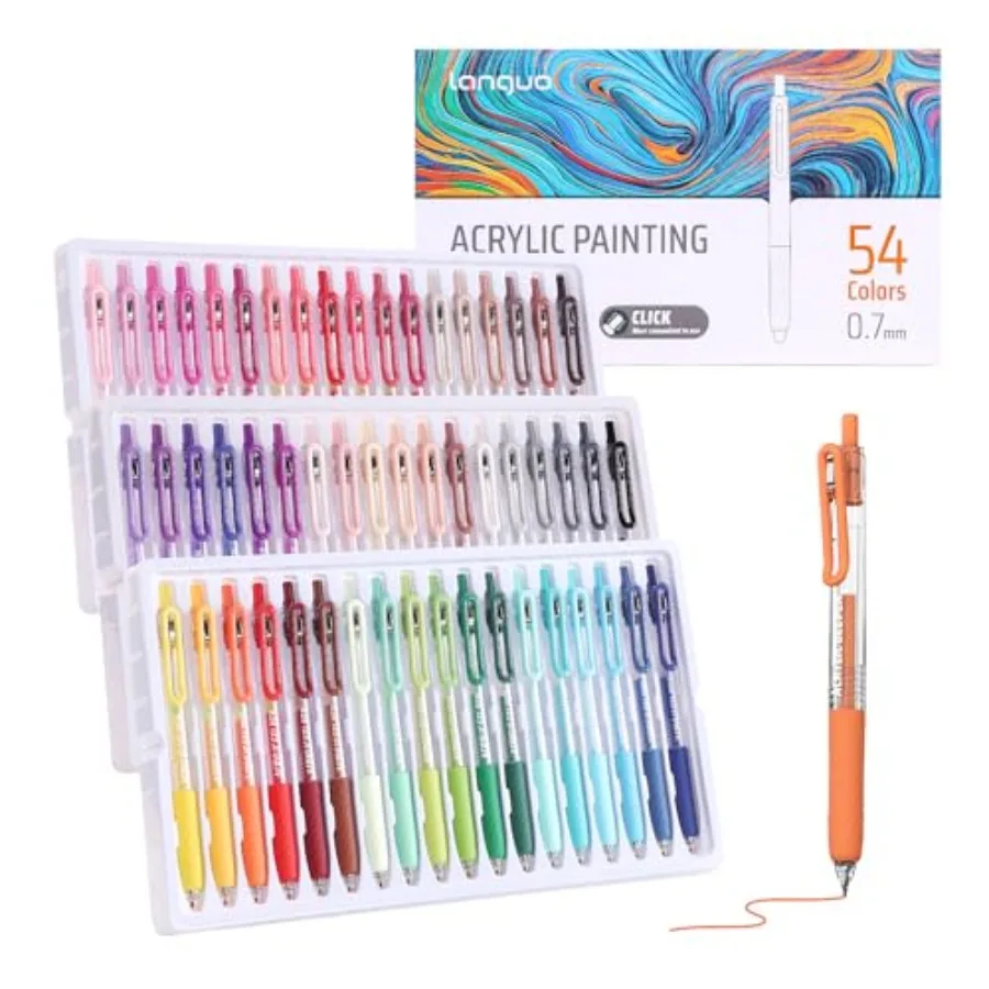 

Acrylic Gel Pens for Coloring, Colors Click Acrylic Paint Pens Set with 0.7mm Tip for Adult Coloring, Colored Gel Pens for Blac