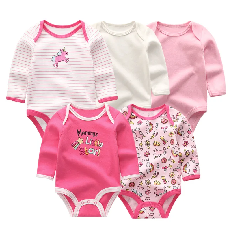 Cartoon 5 Pcs/Lot Baby Girl Bodysuits 100%Cotton Soft Infants Clothes Spring Autumn Long Sleeve Onesies